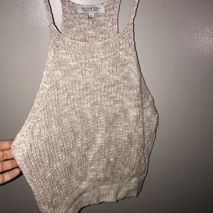 Cream/beige colored halter crop top